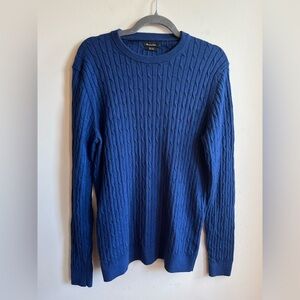 Massimo Dutti Cotton-wool Cobalt Blue Cable Knit Sweater